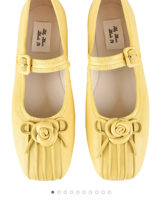 My Mum Made It Shoes - Yellow Mary Jane Flats with Rosette Detail